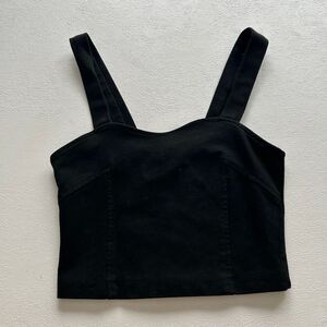 Brandy Melville Black Cropped Tank Top Zip Back Corset Style One Size
